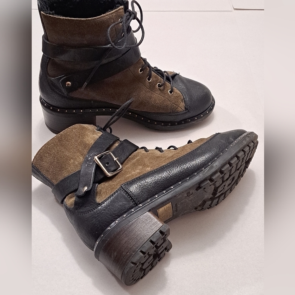 Ugg Collection Sassari Suede/Leather Combat Boots/Booties Size 6m